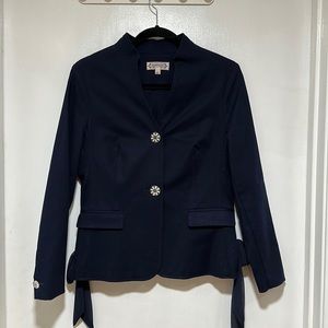 Nanette Lepore blazer with metal grommet and tie detailing. Size 6